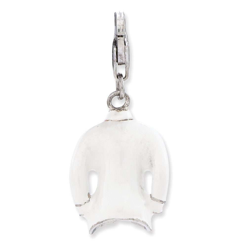 Sterling Silver Ss Rh 3-D Enameled Collared Shirt And Tie W/Lobster Clasp Charm