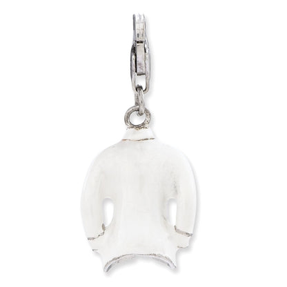 Sterling Silver Ss Rh 3-D Enameled Collared Shirt And Tie W/Lobster Clasp Charm