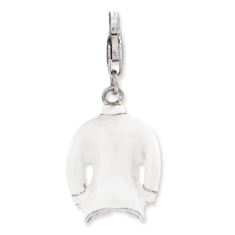 Sterling Silver Ss Rh 3-D Enameled Collared Shirt And Tie W/Lobster Clasp Charm