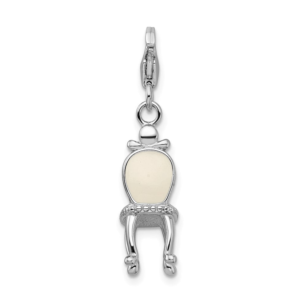 Sterling Silver Amore La Vita Rhodium-Plated Polished 3-D Enameled Vanity Chair Charm With Fancy Lobster Clasp