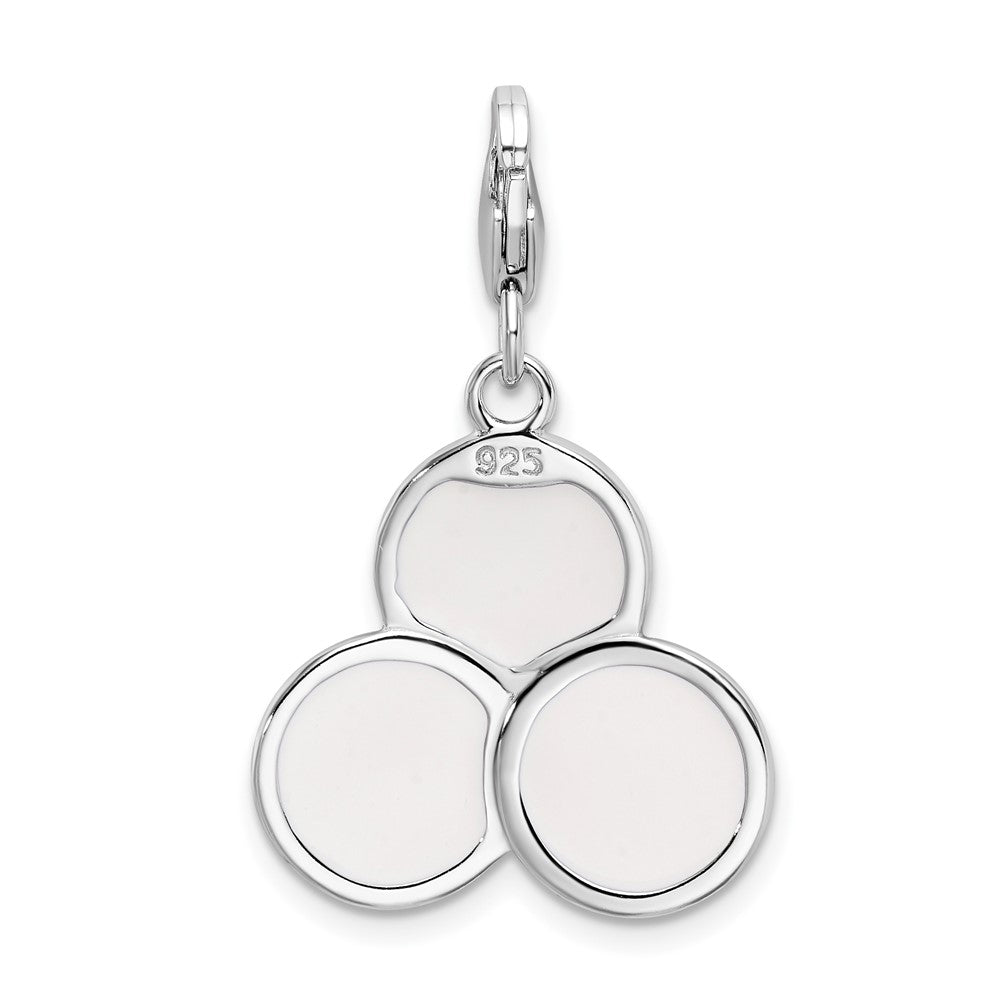 Sterling Silver Amore La Vita Rhodium-Plated Polished Enameled Casino Chips Charm With Fancy Lobster Clasp