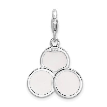 Sterling Silver Amore La Vita Rhodium-Plated Polished Enameled Casino Chips Charm With Fancy Lobster Clasp