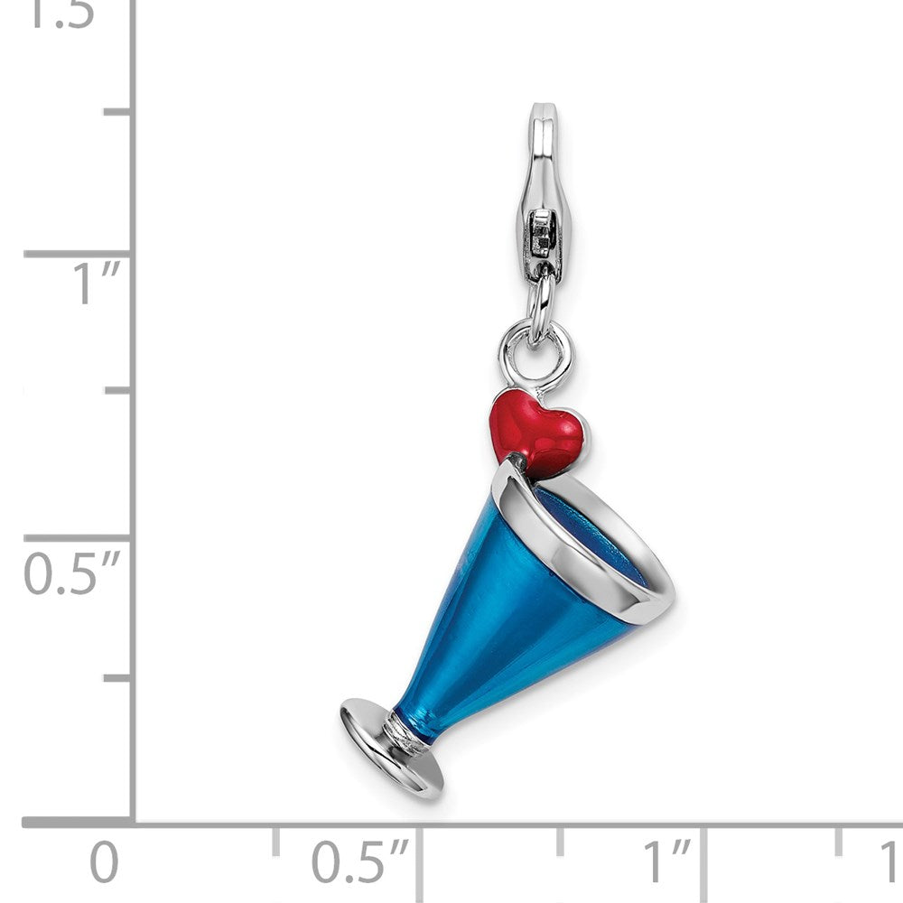 Sterling Silver Rh Enameled 3-D Blue Hawaii W/Lobster Clasp Charm