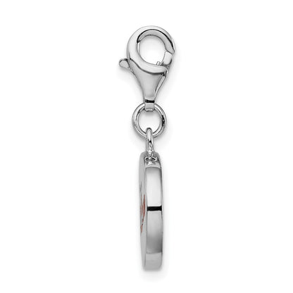 Sterling Silver Amore La Vita Rhodium-Plated Polished Enameled Love Charm With Fancy Lobster Clasp