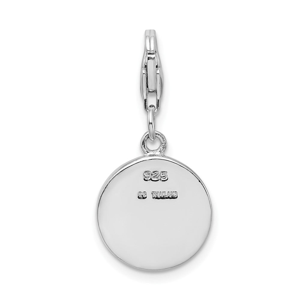 Sterling Silver Amore La Vita Rhodium-Plated Polished Enameled Love Charm With Fancy Lobster Clasp