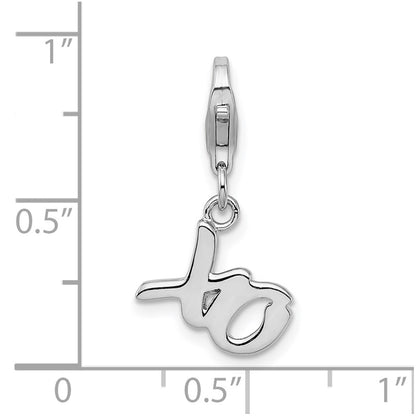 Sterling Silver Amore La Vita Rhodium-Plated Polished Xo Charm With Fancy Lobster Clasp