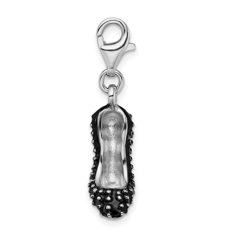 Sterling Silver Amore La Vita Rhodium-Plated Polished 3-D Enameled High Heel Charm With Fancy Lobster Clasp