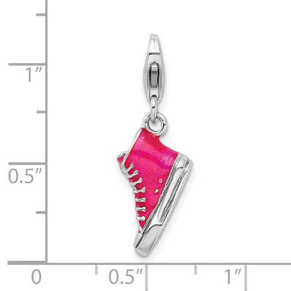 Sterling Silver Amore La Vita Rhodium-Plated 3-D Enameled High Top Shoe Charm With Fancy Lobster Clasp