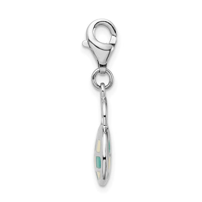 Sterling Silver Amore La Vita Rhodium-Plated Polished 3-D Enameled Purse Charm With Fancy Lobster Clasp