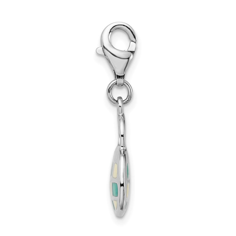 Sterling Silver Amore La Vita Rhodium-Plated Polished 3-D Enameled Purse Charm With Fancy Lobster Clasp