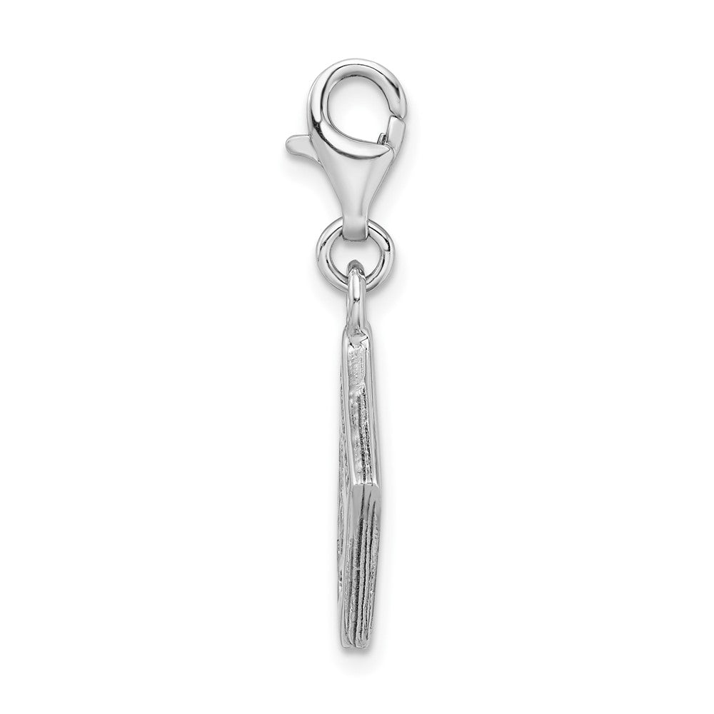 Sterling Silver Amore La Vita Rhodium-Plated Polished 3-D Passport Charm With Fancy Lobster Clasp