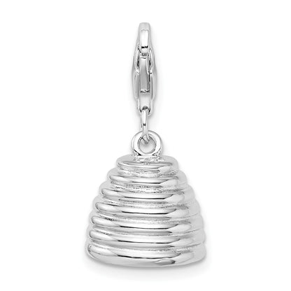 Sterling Silver Amore La Vita Rhodium-Plated And Gold-Plated Polished 3-D Beehive Charm With Fancy Lobster Clasp
