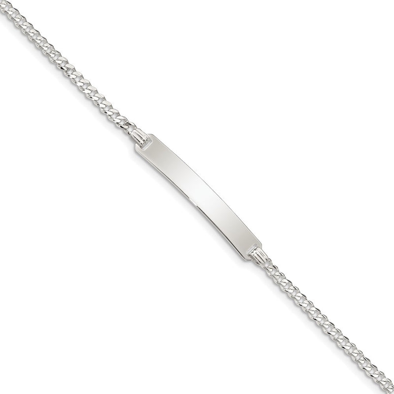 Sterling Silver Curb Link Id Chain Bracelet