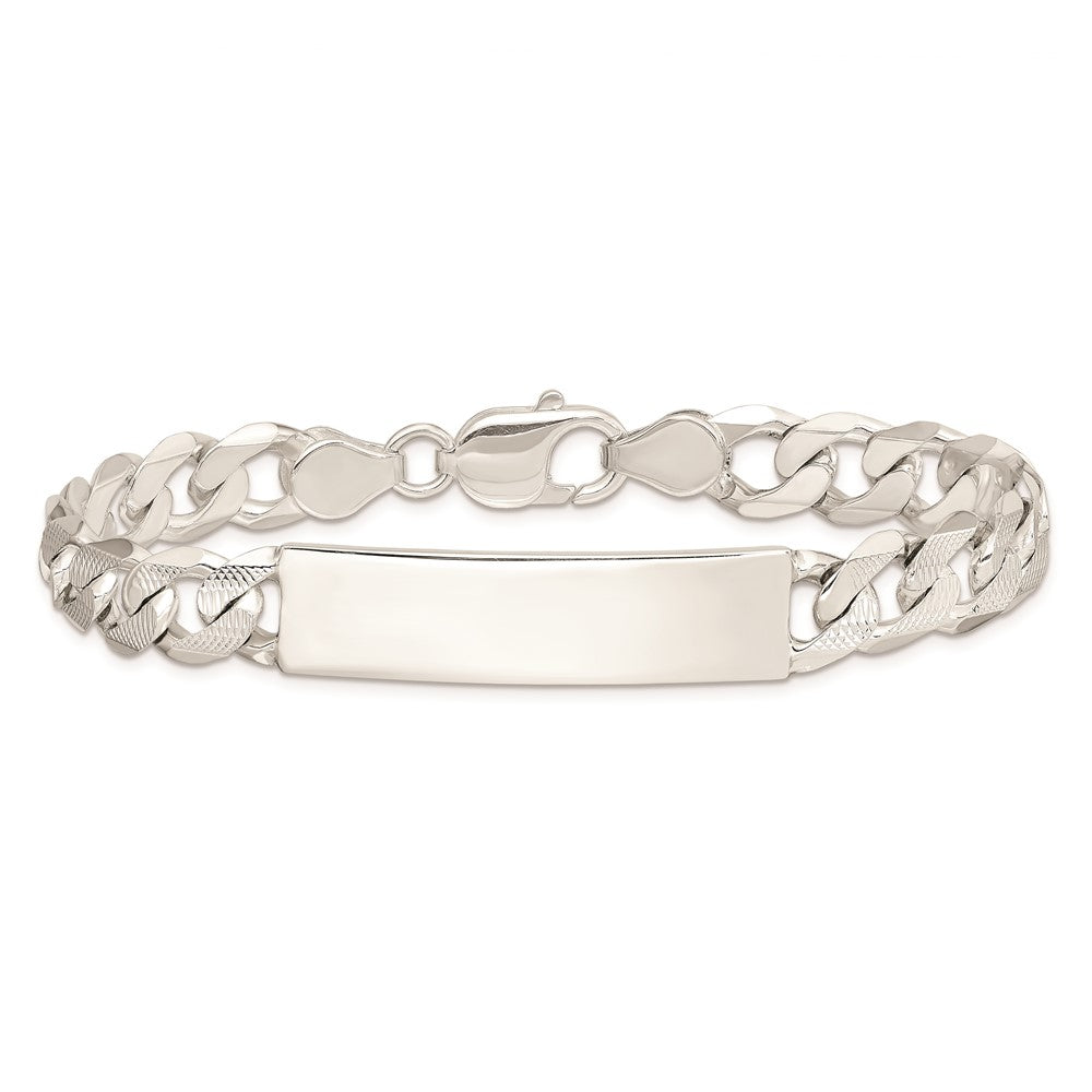 8 Inch Sterling Silver Polished Engraveable Patterned Curb Link Id Bracelet