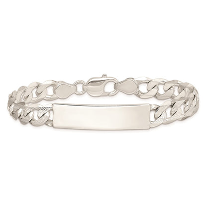 8 Inch Sterling Silver Polished Engraveable Patterned Curb Link Id Bracelet