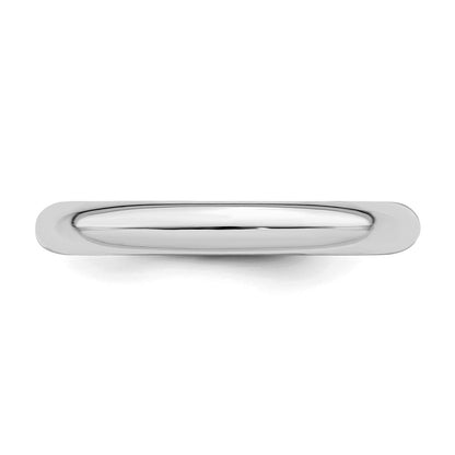 Sterling Silver Rhodium-Plated 3mm Comfort Fit Band
