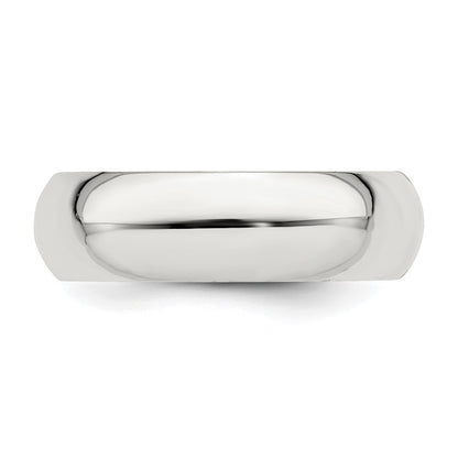 Sterling Silver Rhodium-Plated 6mm Comfort Fit Band