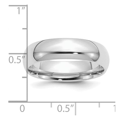 Sterling Silver Rhodium-Plated 6mm Comfort Fit Band