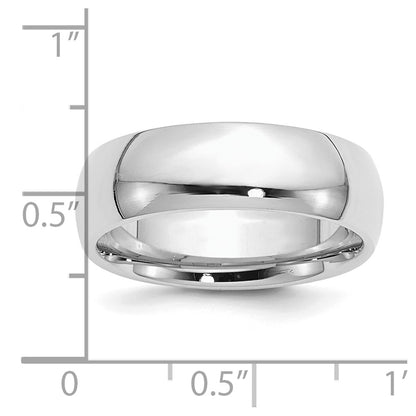 Sterling Silver Rhodium-Plated 7mm Comfort Fit Band