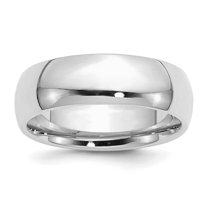 Sterling Silver Rhodium-Plated 7mm Comfort Fit Band