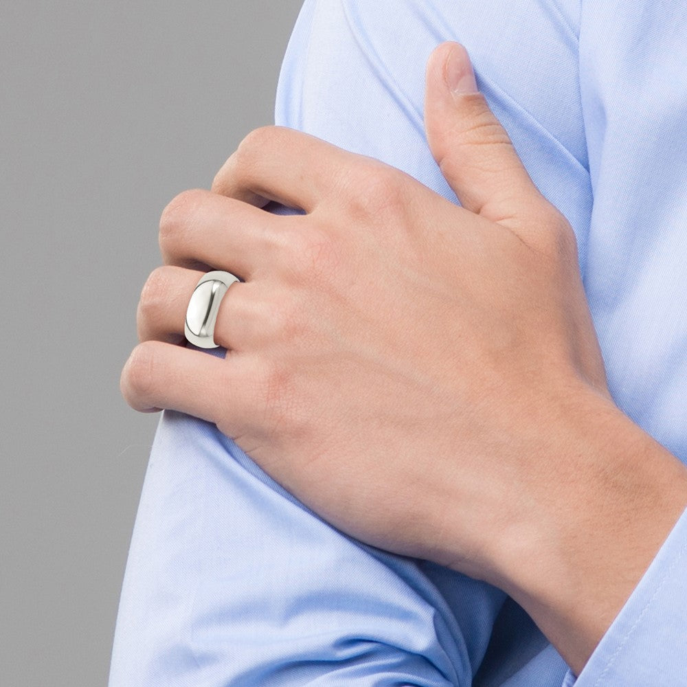 Sterling Silver Rhodium-Plated 8mm Comfort Fit Band