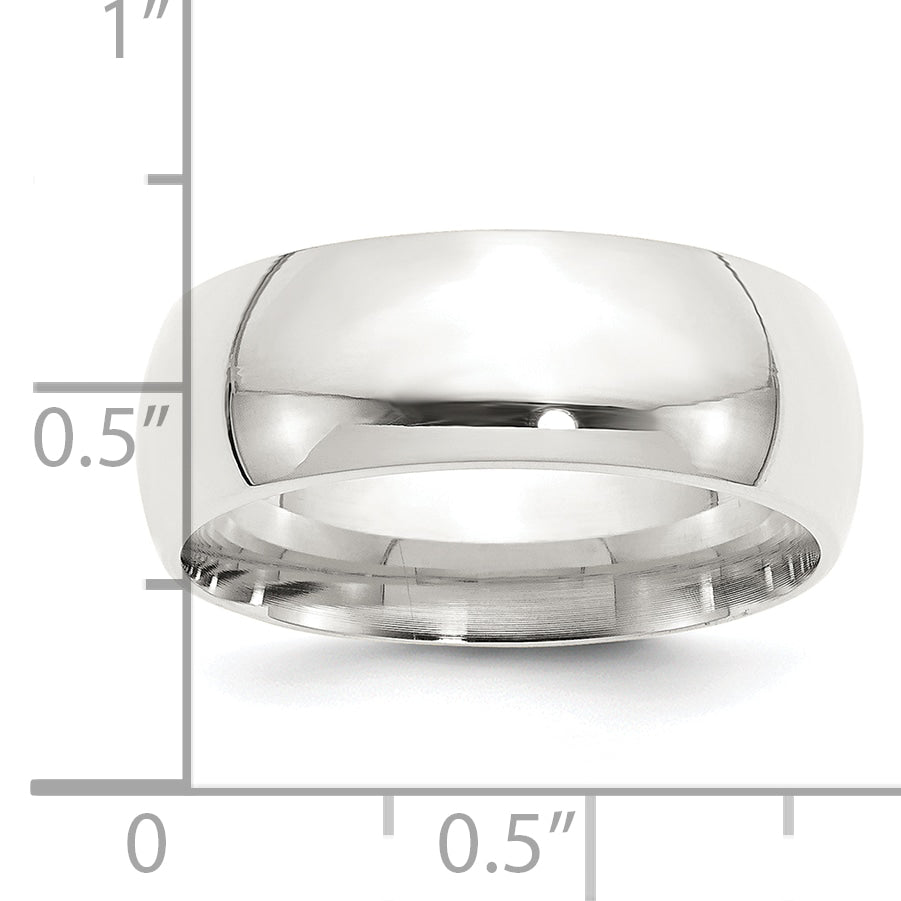 Sterling Silver Rhodium-Plated 8mm Comfort Fit Band