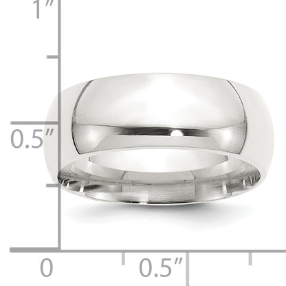 Sterling Silver Rhodium-Plated 8mm Comfort Fit Band