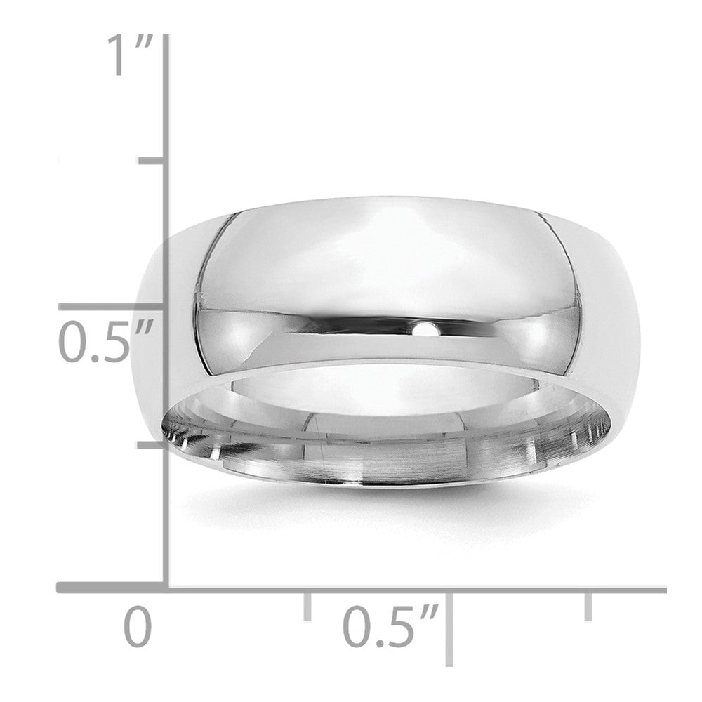 Sterling Silver Rhodium-Plated 8mm Comfort Fit Size 13 Band