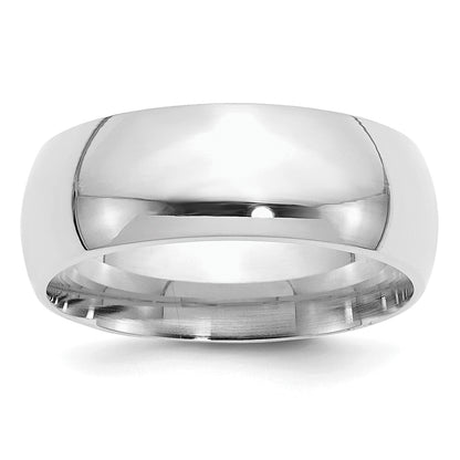 Sterling Silver Rhodium-Plated 8mm Comfort Fit Band