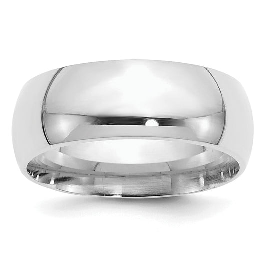 Sterling Silver Rhodium-Plated 8mm Comfort Fit Size 4 Band
