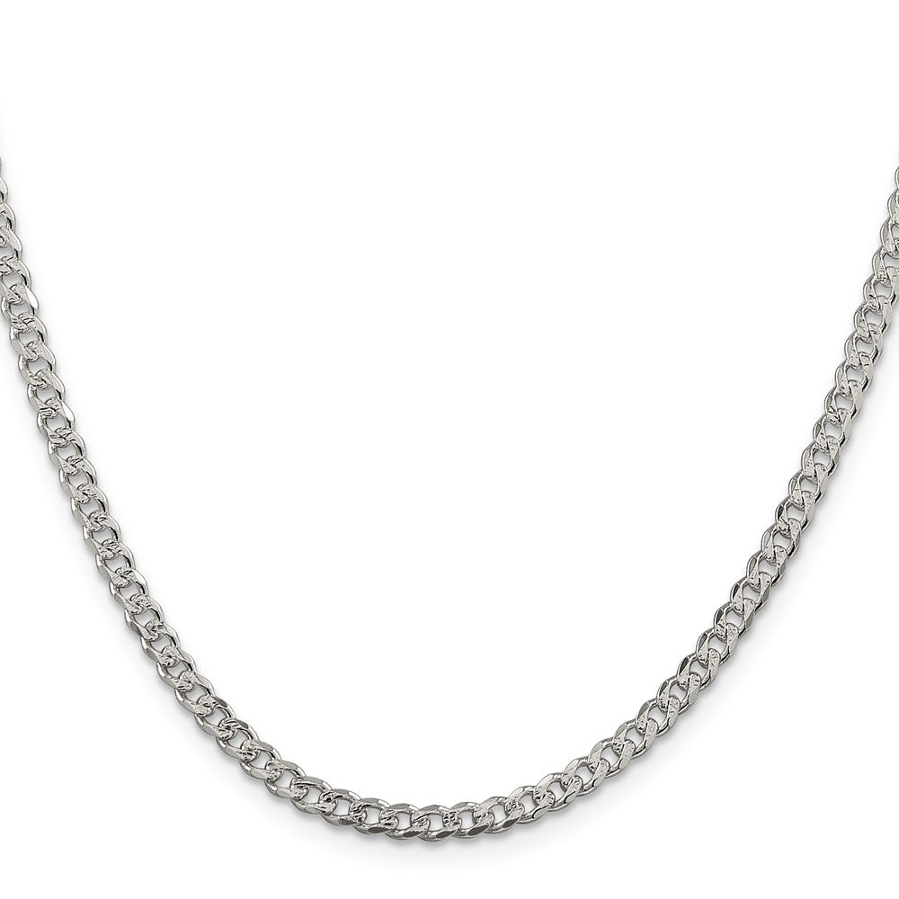 20 Inch Sterling Silver 3.8mm Pav Curb Chain Necklace