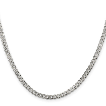 22 Inch Sterling Silver 3.8mm Pav Curb Chain Necklace