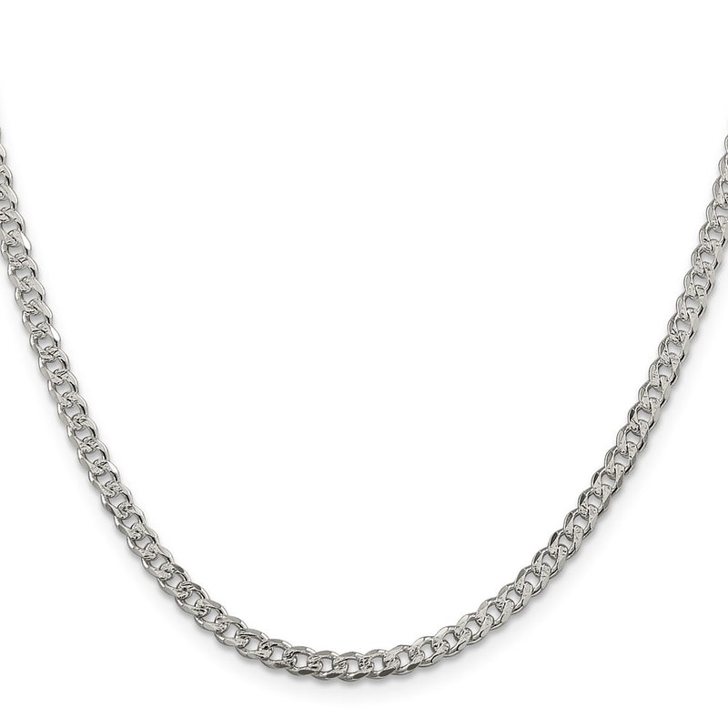 30 Inch Sterling Silver 3.8mm Pav Curb Chain Necklace