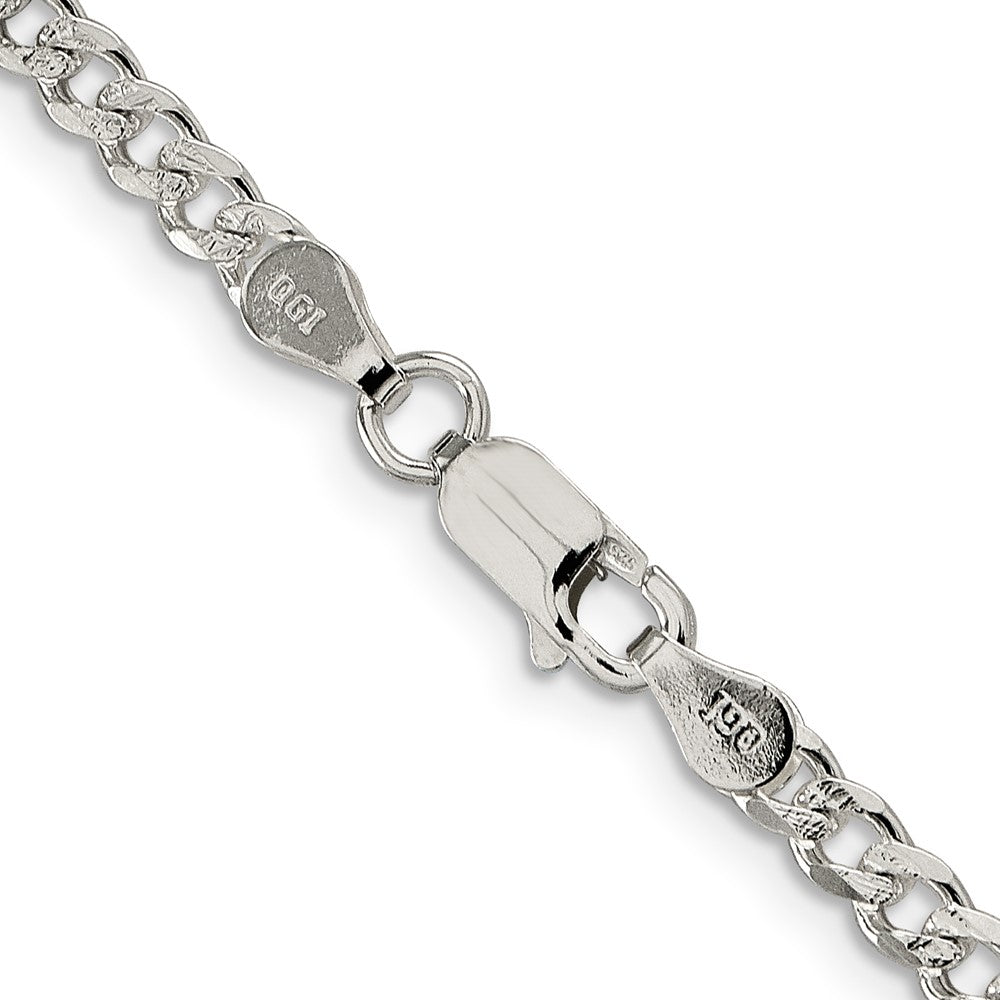 16 Inch Sterling Silver 3.8mm Pav Curb Chain Necklace