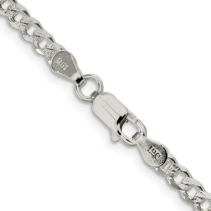 16 Inch Sterling Silver 3.8mm Pav Curb Chain Necklace