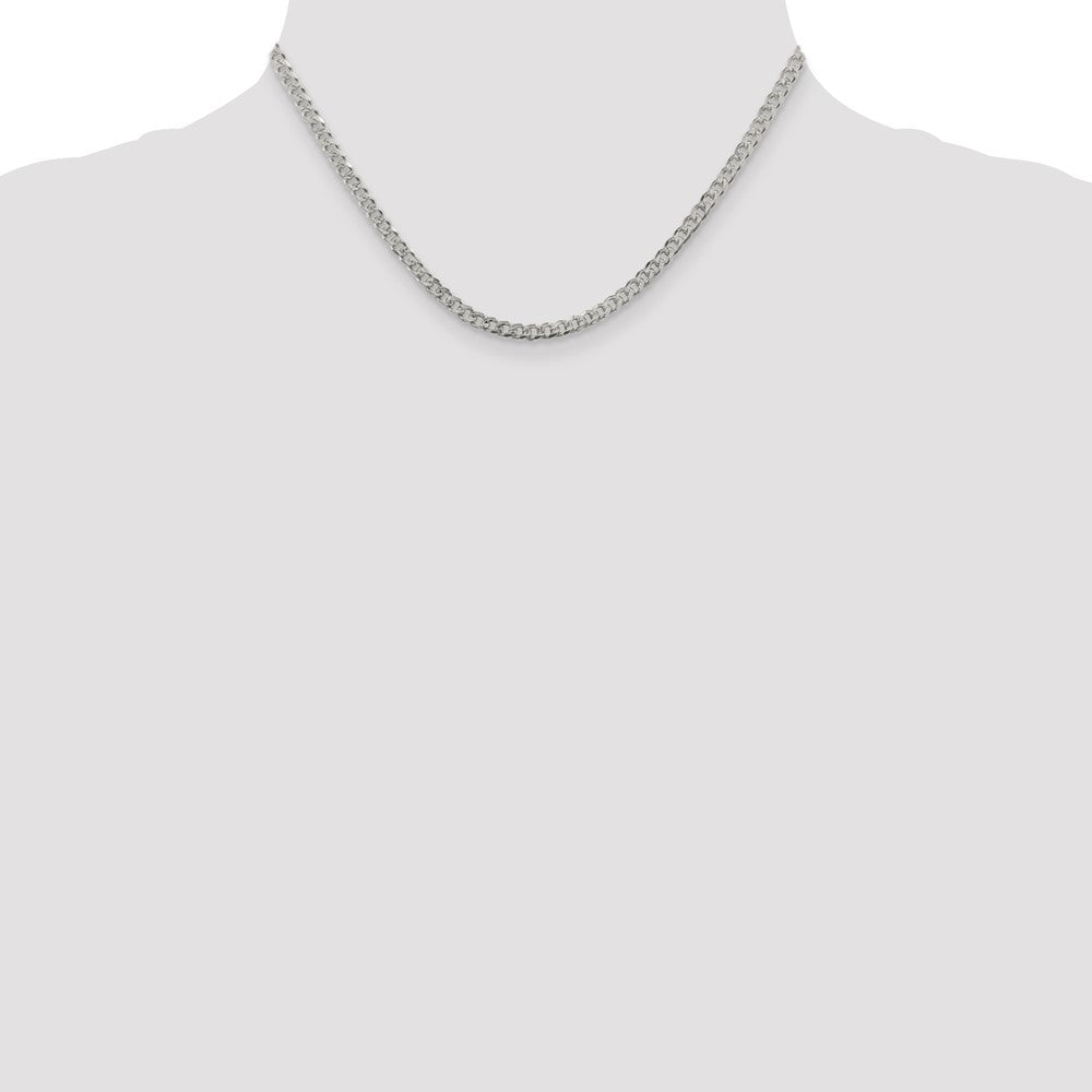 16 Inch Sterling Silver 3.8mm Pav Curb Chain Necklace