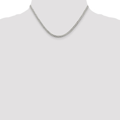 16 Inch Sterling Silver 3.8mm Pav Curb Chain Necklace