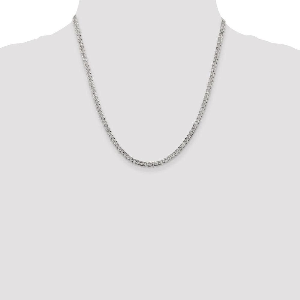 20 Inch Sterling Silver 3.8mm Pav Curb Chain Necklace