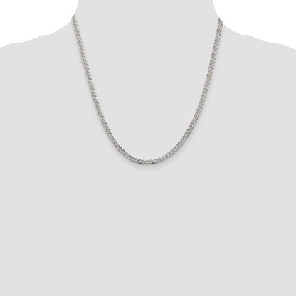 20 Inch Sterling Silver 3.8mm Pav Curb Chain Necklace