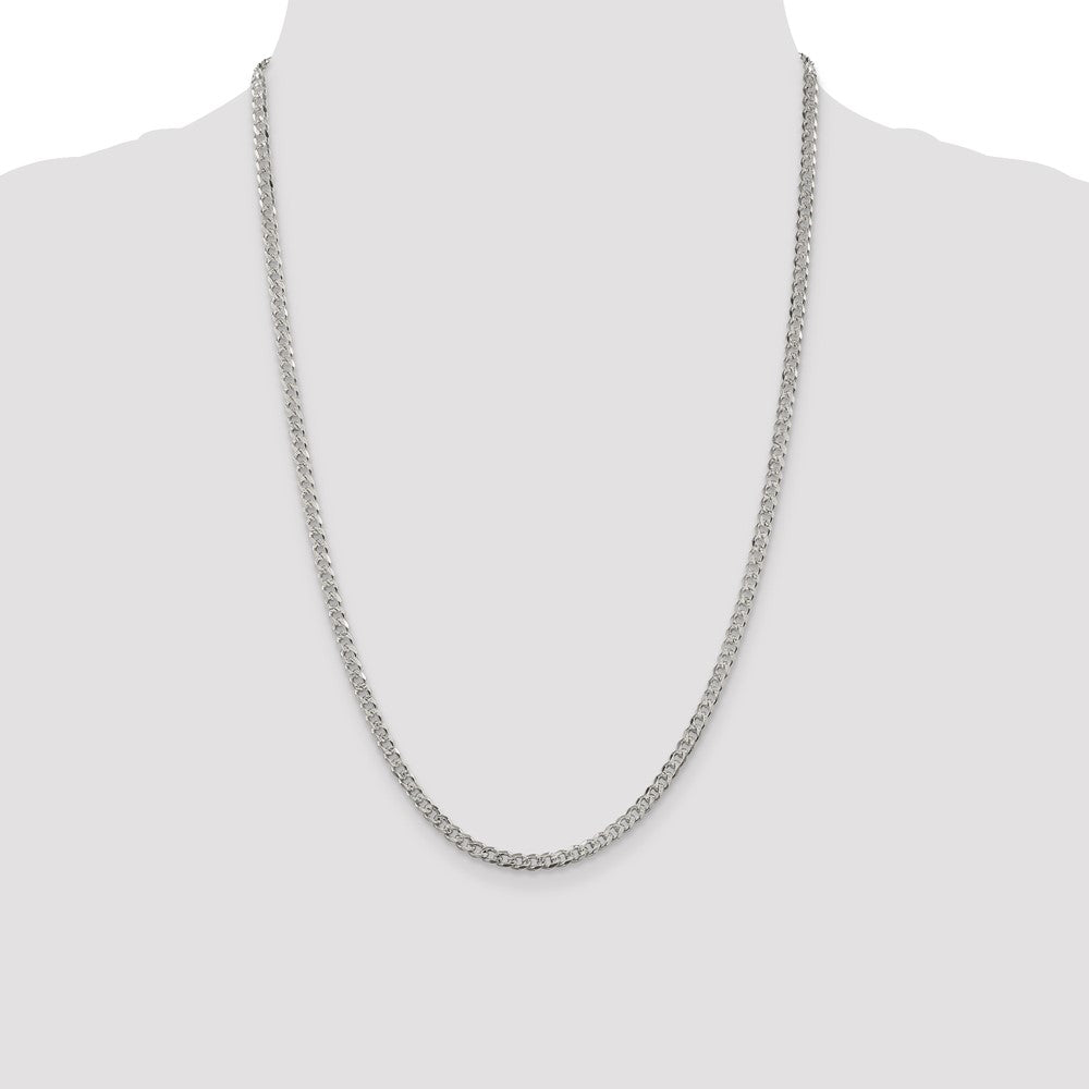 24 Inch Sterling Silver 3.8mm Pav Curb Chain Necklace