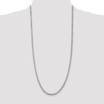 30 Inch Sterling Silver 3.8mm Pav Curb Chain Necklace