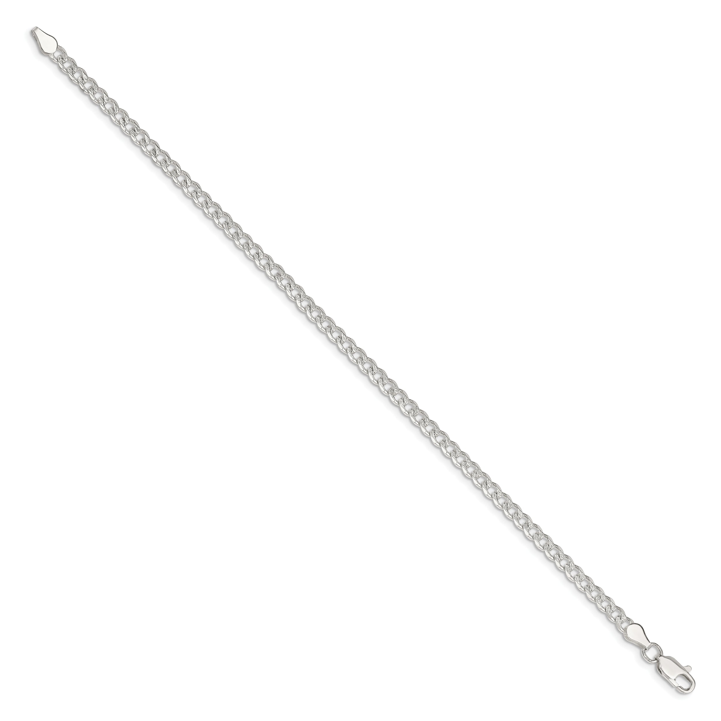 7 Inch Sterling Silver 3.8mm Pav Curb Chain