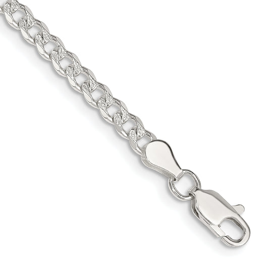 7 Inch Sterling Silver 3.8mm Pav Curb Chain