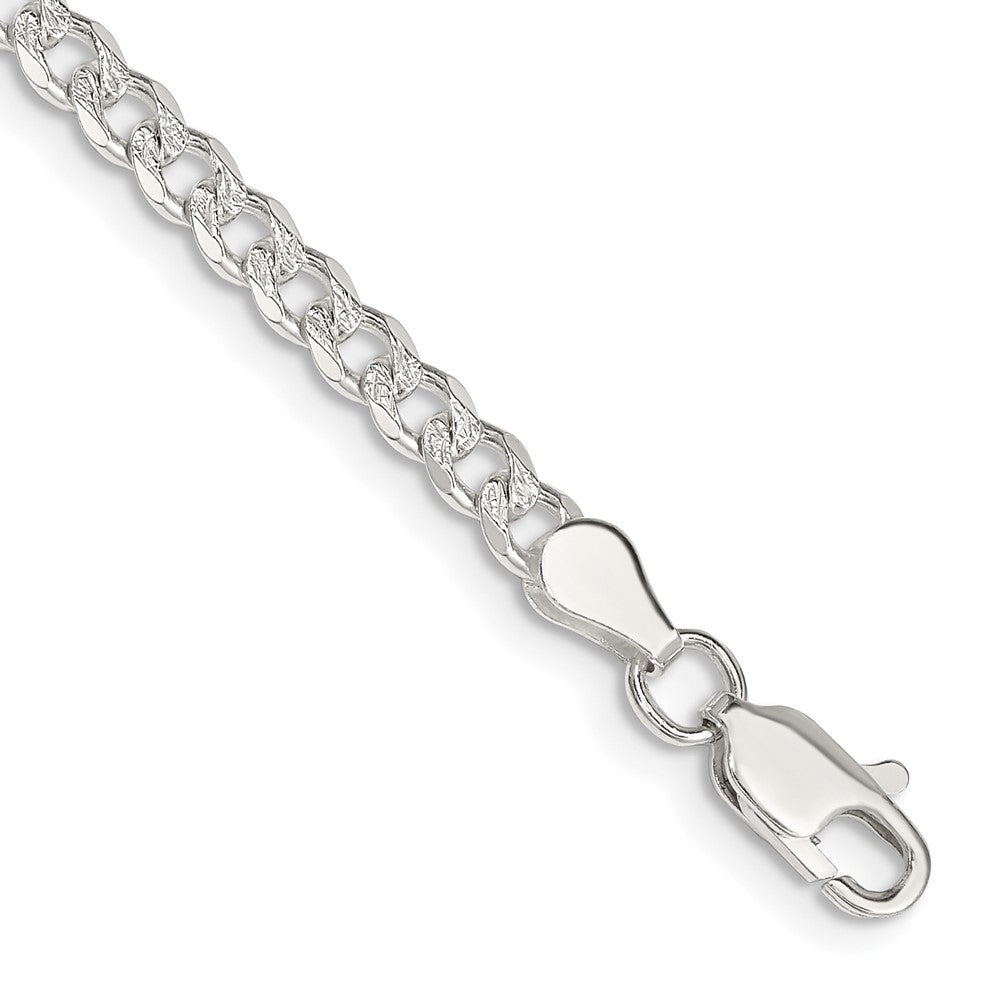 7 Inch Sterling Silver 3.8mm Pav Curb Chain Bracelet