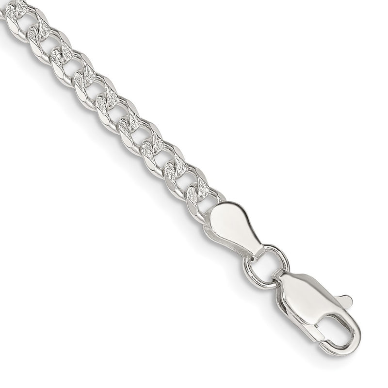 7 Inch Sterling Silver 3.8mm Pav Curb Chain Bracelet