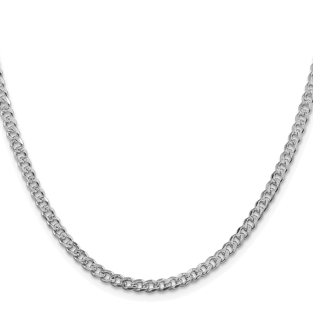 Sterling Silver Rhodium-Plated 3.8mm Pavé Curb Chain