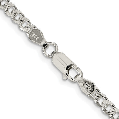 Sterling Silver Rhodium-Plated 3.8mm Pavé Curb Chain