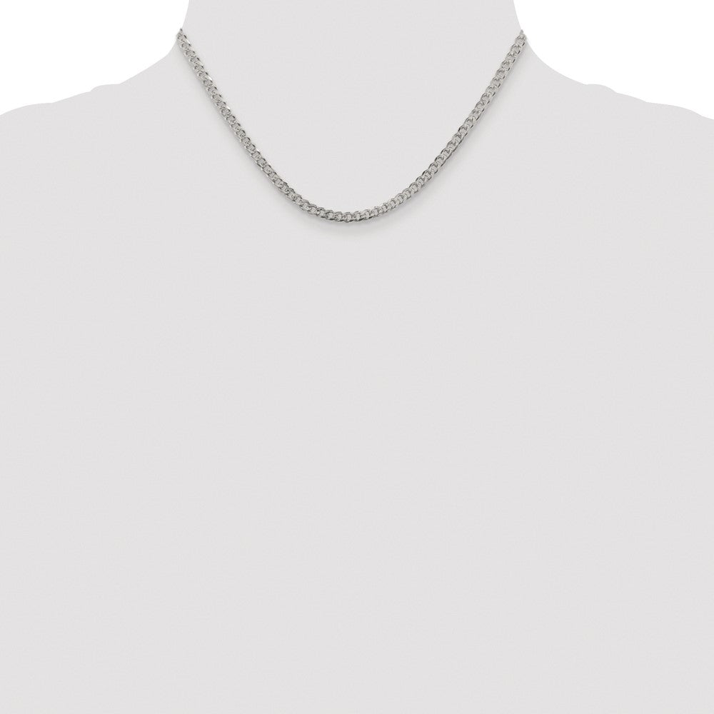 Sterling Silver Rhodium-Plated 3.8mm Pavé Curb Chain