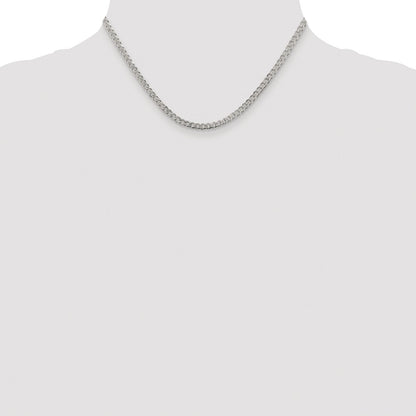 Sterling Silver Rhodium-Plated 3.8mm Pavé Curb Chain