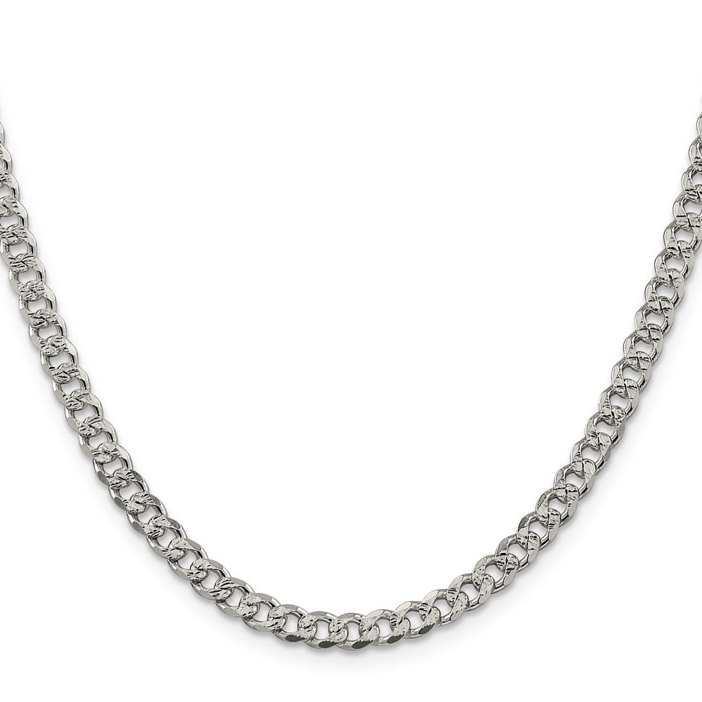 24 Inch Sterling Silver 4.5mm Pav Curb Chain Necklace